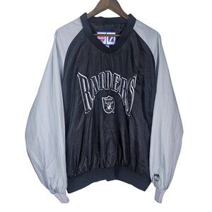 VTG 90s NFL Raiders Logo 7 Pullover Windbreaker Jacket XL Game Day Casual